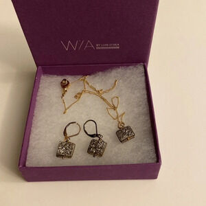 MARCASITE DAZZLE‎ NECKLACE w/ MATCHING EARRINGS, 3-pc Set NWOT